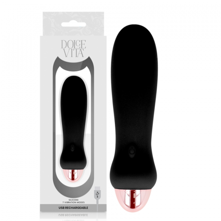 Vibrator Reincarcabil Dolce Vita Five Negru cu 7 Moduri de Vibratie, Silicon Medical [2]