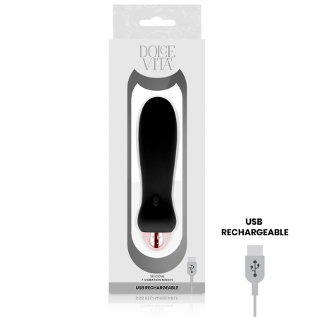 Vibrator Reincarcabil Dolce Vita Five Negru cu 7 Moduri de Vibratie, Silicon Medical [3]