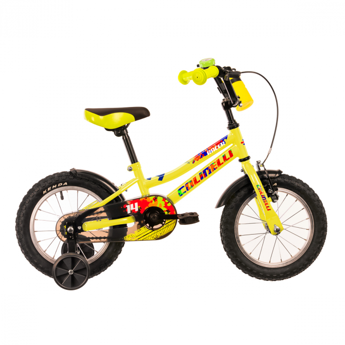 Bicicleta Copii Colinelli COL01, Marimea 180 mm, 14 inch, Verde, 1 Viteze, Cadru Otel, Frane V – Brake