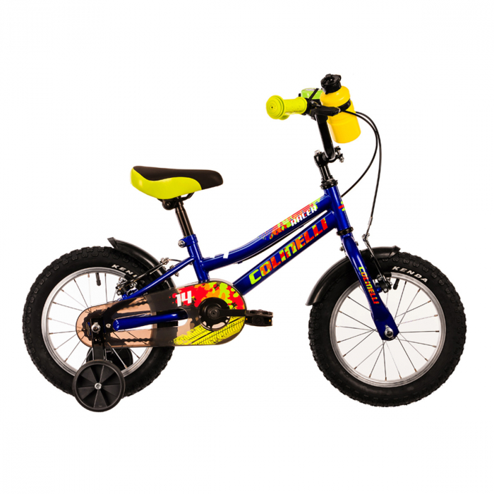 Bicicleta Copii Colinelli COL03, Marimea 180 mm, 14 inch, Albastru, 1 Viteze, Cadru Otel, Frane V – Brake