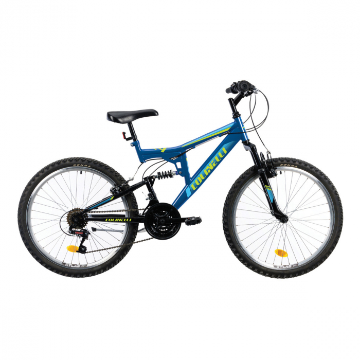Bicicleta Copii Colinelli COL41, Marimea 125 mm, 24 inch, Albastru, Schimbator Shimano, 18 Viteze, Cadru Otel, Frane V – Brake