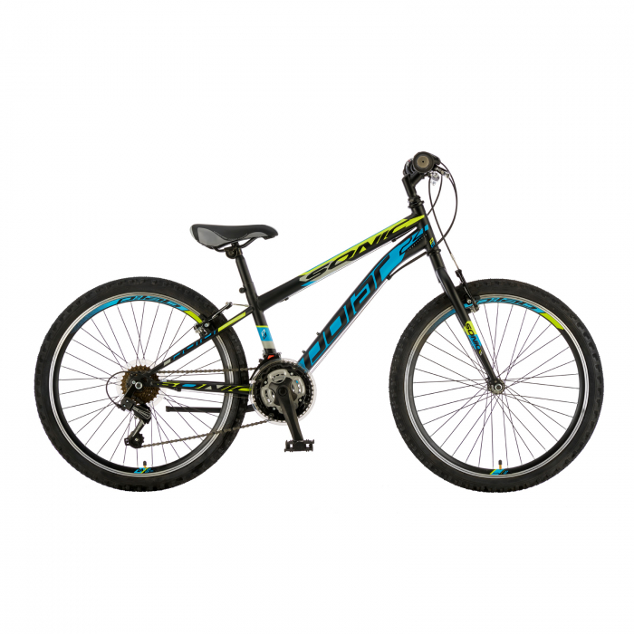 Bicicleta Copii Polar Sonic – 24 Inch, Negru-Verde-Albastru