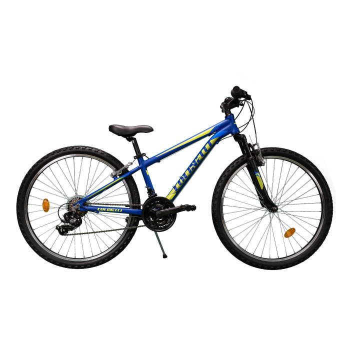 Bicicleta MTB Colinelli COL23, Marimea 330 mm, 26 inch, Albastru, Schimbator Shimano, 21 Viteze, Cadru Aluminiu, Frane V - Brake
