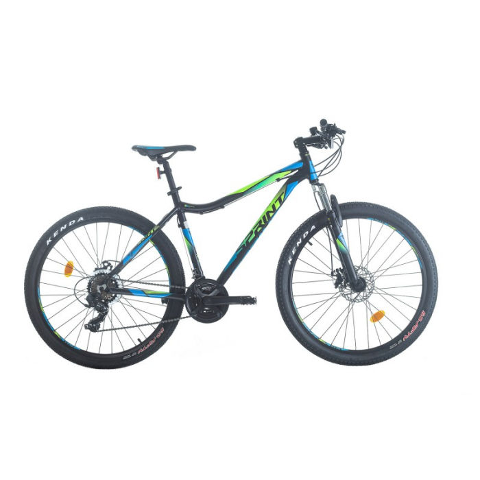 Bicicleta Sprint Hunter MDB 27.5 Negru Mat Cyan Verde Neon 480 mm
