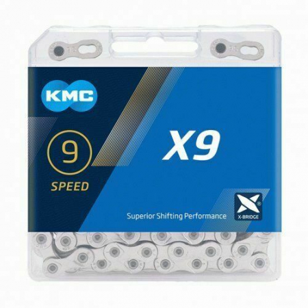 Lant KMC X9 - 1/2 x 11/128 inch, 116 Zale, 9 Viteze, Gri [1]