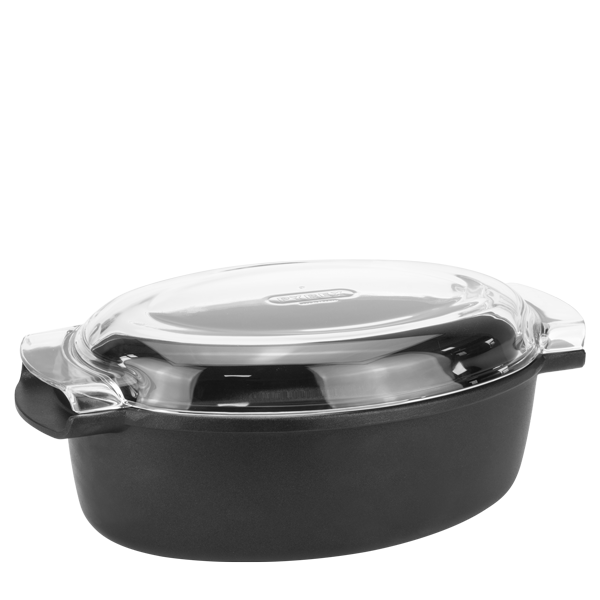 ANTIK ARS Tava adanca cu capac sticla, 32x23xh14cm, 5,5l, aluminiu, strat antiaderent [1]