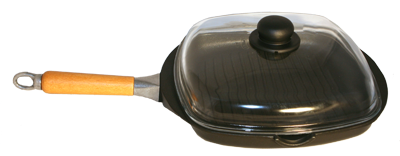 ANTIK ARS Tigaie grill 28x28xh5cm, aluminiu, strat antiaderent cu capac sticla  [1]