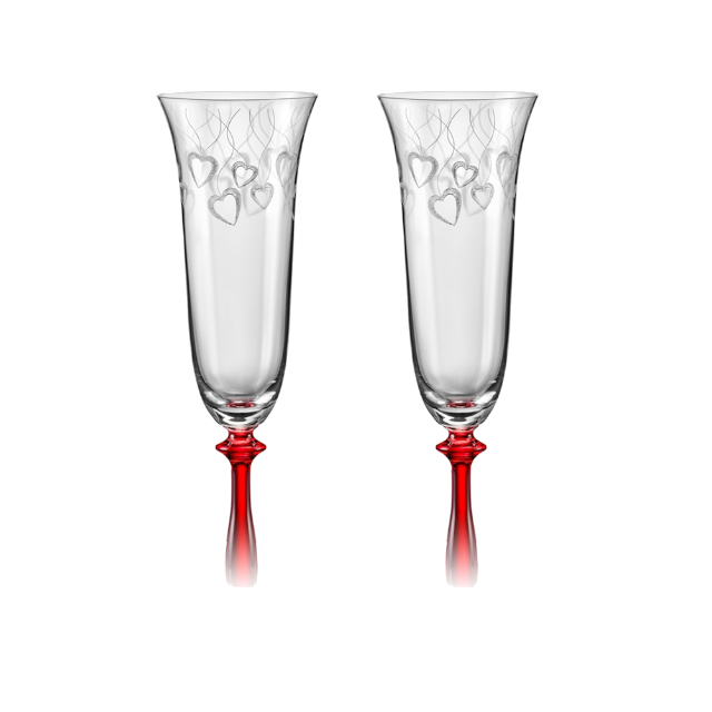 CRYSTALEX LOVE Set 2 pahare pentru toast la nunta 190ml cu picior rosu, Bohemia Cristal [1]