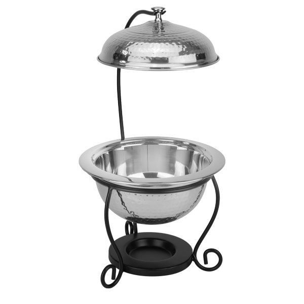 CULINARO Chafing dish rotund inox texturat cu suport negru, D25cm, 3lt [2]