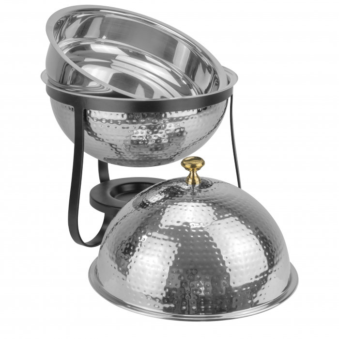 CULINARO Chafing dish rotund inox texturat cu suport negru, D33,5cm, 5lt [2]