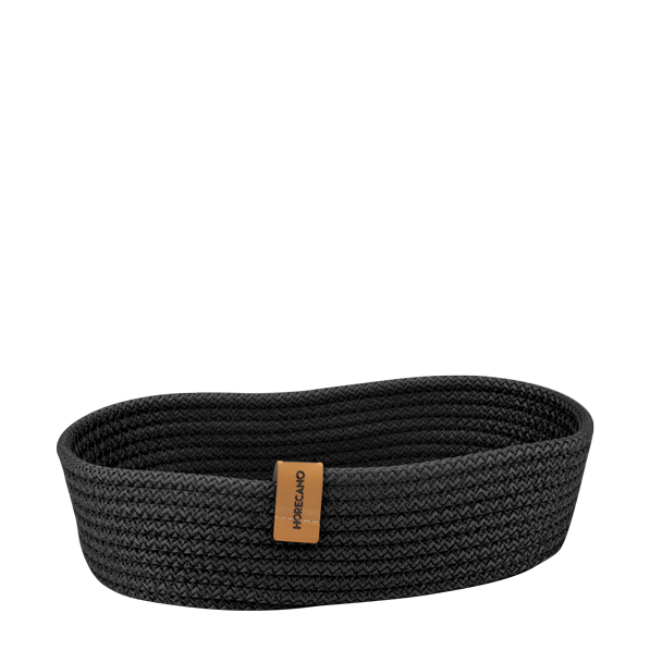 CULINARO Cos paine/depozitare oval din snur textil impletit, 25x15xh6cm, negru [1]