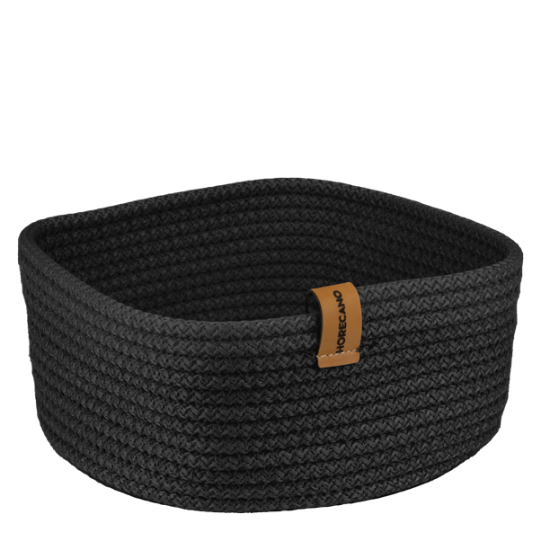CULINARO Cos paine/depozitare patrat din snur textil impletit, 19x19xh7cm, negru [1]