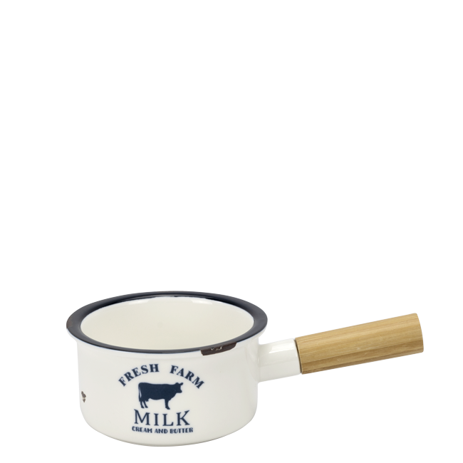 CULINARO HAPPY FARM Cratita portelan cu maner bambus, 18,6x11,5xh6cm, 350ml [1]