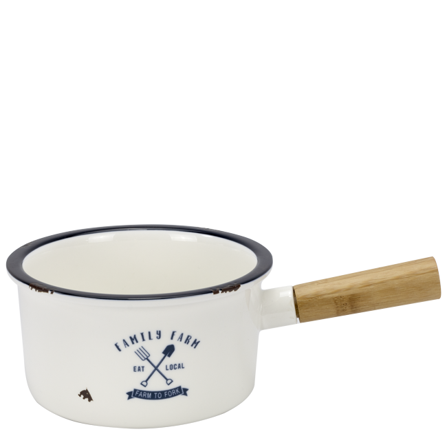 CULINARO HAPPY FARM Cratita portelan cu maner bambus, 26,3x16,5xh8,8cm, 1,3l [1]
