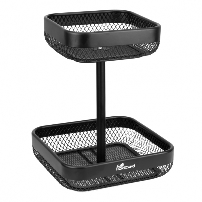CULINARO HOME Fructiera cu 2 niveluri, plasa metalica, negru mat [1]