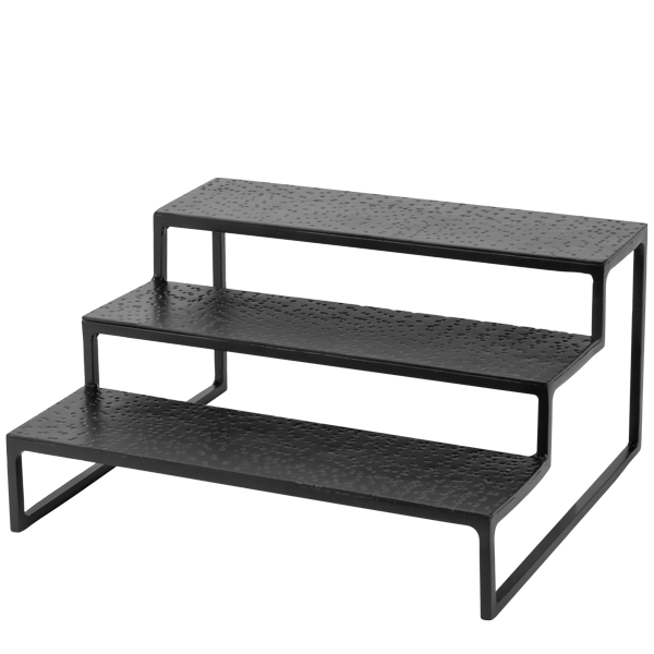 CULINARO OLD SCHOOL Stand metalic in trepte pentru bufet cu 3 niveluri, 25,4x23xh12,7cm, negru mat [1]