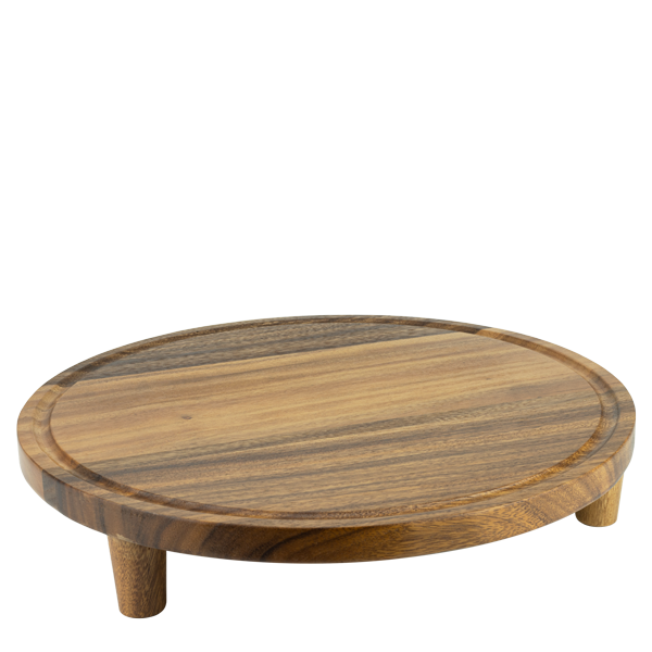 CULINARO Platou display prezentare rotund cu picioare, din lemn acacia, D40xh7,5cm [1]