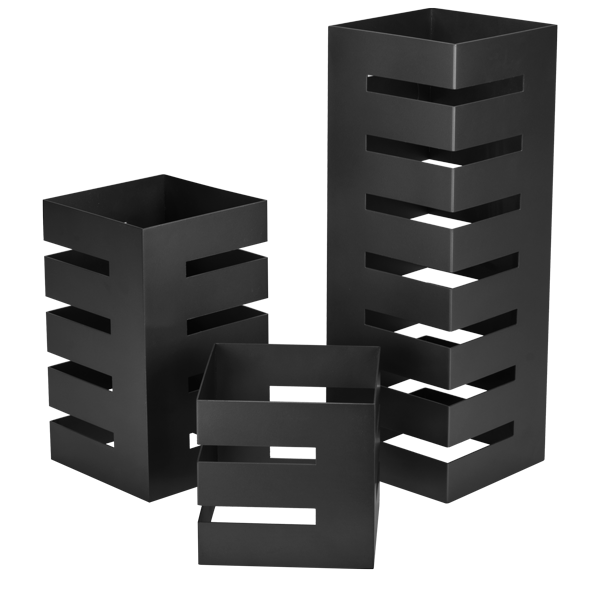 CULINARO Set 3 standuri metalice expunere bufet patrate, 15x15xh15cm/15x15xh28cm/15x15xh44,75cm, negru mat [1]