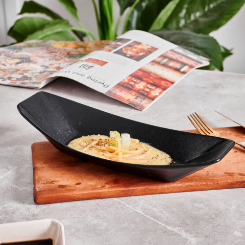 CULINARO STREET FOOD Platou ceramic tip barca, 30,6x11,6xh5,5cm, BLACK [6]
