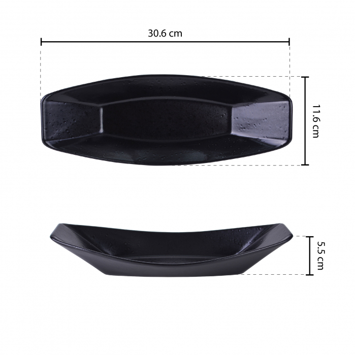 CULINARO STREET FOOD Platou ceramic tip barca, 30,6x11,6xh5,5cm, BLACK [2]