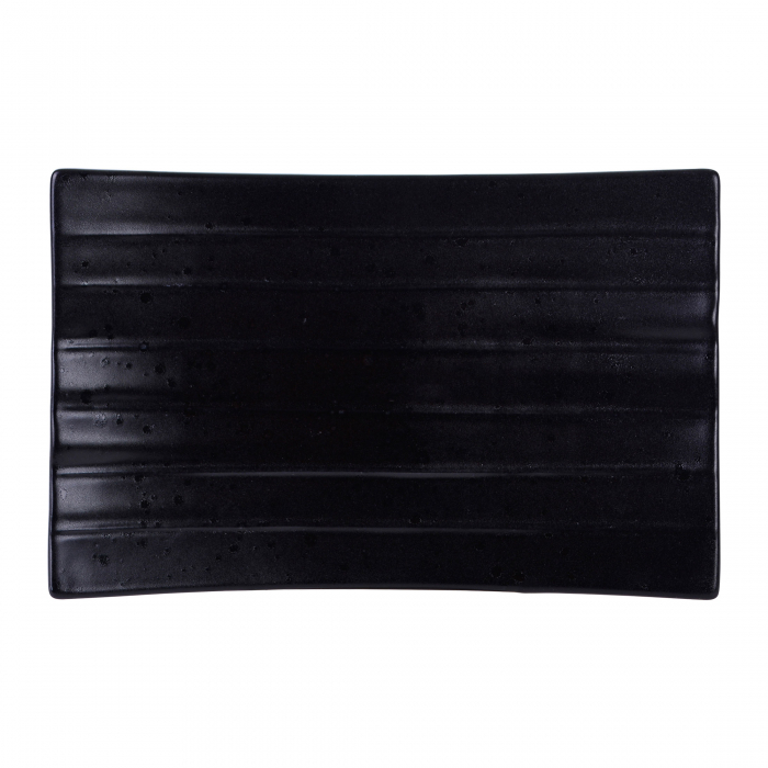 CULINARO STREET FOOD Platou din ceramica, tip frunza banan, 23,3x14,7x2,7cm, BLACK [2]