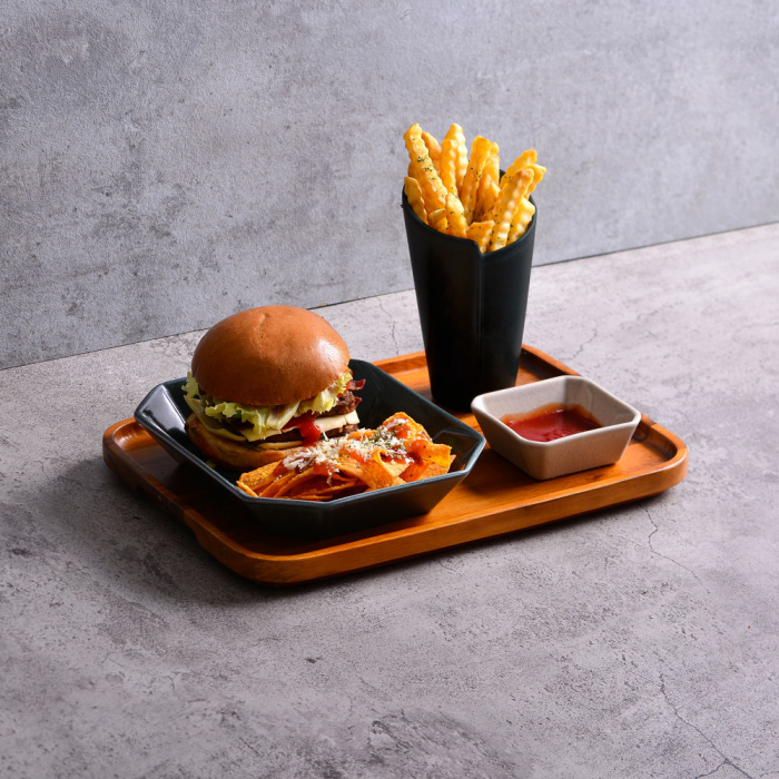 CULINARO STREET FOOD Recipient servire cartofi prajiti/snacks conic, D8,8xh14,8cm, ceramica, BLACK [3]