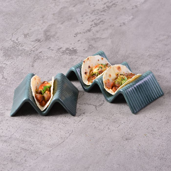 CULINARO STREET FOOD Suport taco cu 1-2 compartimente, ceramica, 14,9x10,4xh4,5cm, OLIVE [5]
