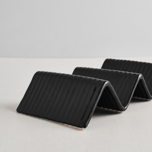 CULINARO STREET FOOD Suport taco cu 2-3 compartimente, ceramica, 23,2x10,4xh4,3cm, BLACK [5]