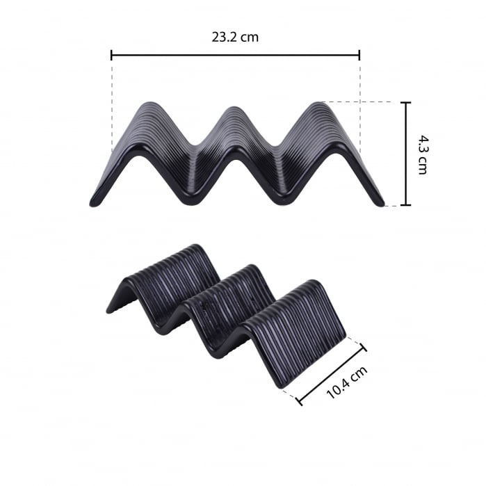 CULINARO STREET FOOD Suport taco cu 2-3 compartimente, ceramica, 23,2x10,4xh4,3cm, BLACK [2]