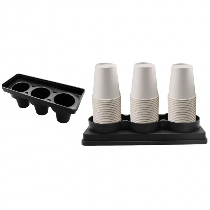 CULINARO Suport pahare unica folosinta, cu 3 compartimente, 32x12xh13cm, plastic [3]