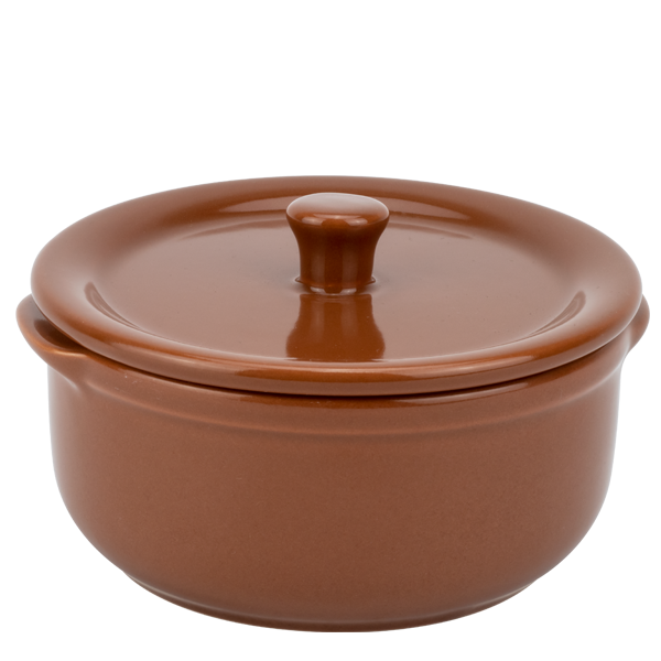 CULINARO Vas ceramic cu capac, D14xh6,6cm, 600ml, maro [1]
