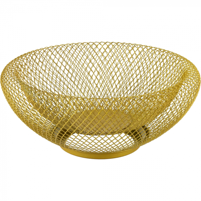 CULINARO WICKED Fructiera rotunda aurie, D25xh13cm, plasa metal, cu pereti dubli [2]