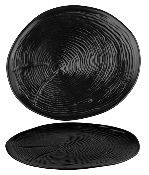 CULINARO WILLOW BLACK Farfurie intinsa portelan cu striatii, 24cm [2]