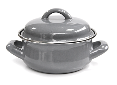 ILSA Mini oala servire si prezentare 12cm 500ml, otel emailat gri [1]