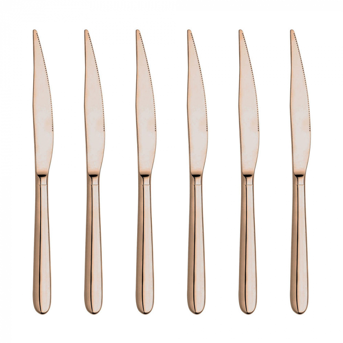 INOXRIV NOVECENTO PINK GOLD Set 6 cutite principale, otel inoxidabil 18/10, L22cm, grosime 3,5mm, finisaj lucios [1]