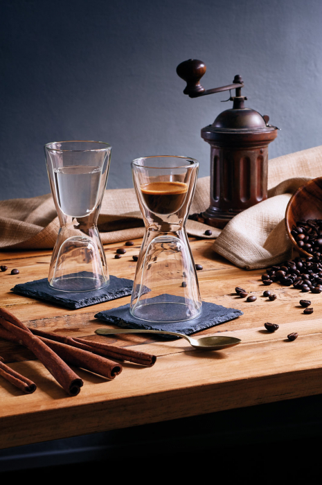 LUIGI BORMIOLI DRINK & DESIGN Set 2 pahare termice cu pereti dubli ESPRESSO/WATER 65ml/100ml D6,7xH14,2cm [2]