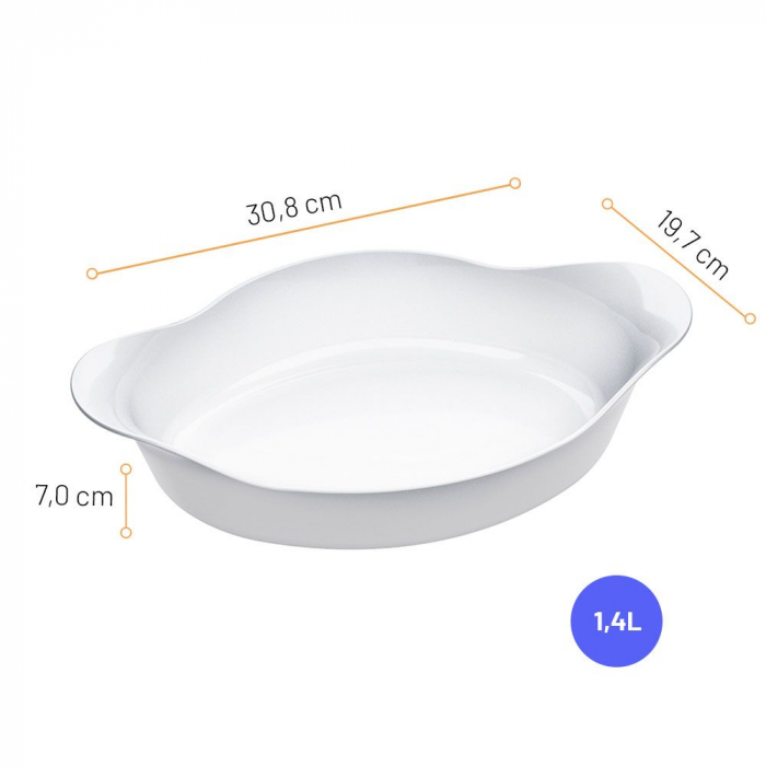 MARINEX OPALINE Tava cuptor ovala din sticla opal, 1,4l, 31,1x19,7xh7,04cm [2]