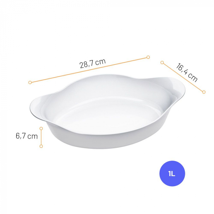 MARINEX OPALINE Tava cuptor ovala din sticla opal, 1l, 28,85x17xh6,6cm [2]
