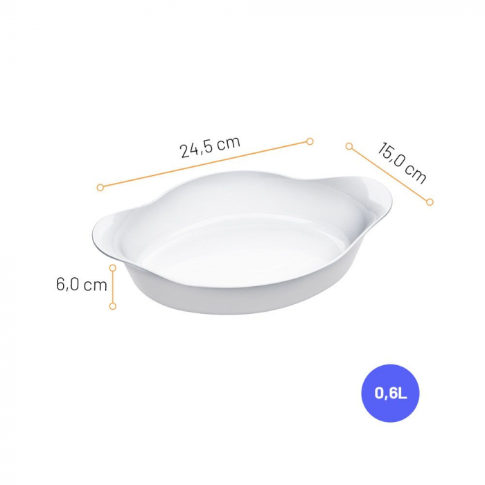 MARINEX OPALINE Tava cuptor ovala din sticla opal, 600ml, 24,5x15xh5,98cm [2]