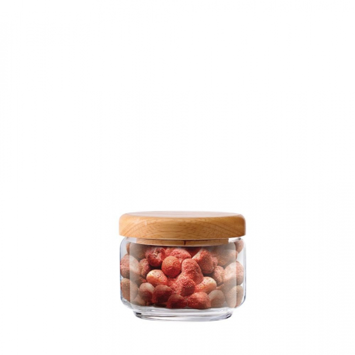 OCEAN POP Borcan sticla cu capac lemn, 325ml, D9,2xh7,5cm [2]