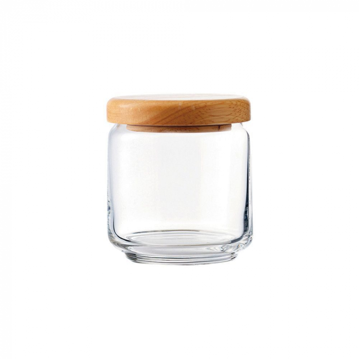 OCEAN POP Borcan sticla cu capac lemn, 500ml, D9,2xh10,4cm [2]