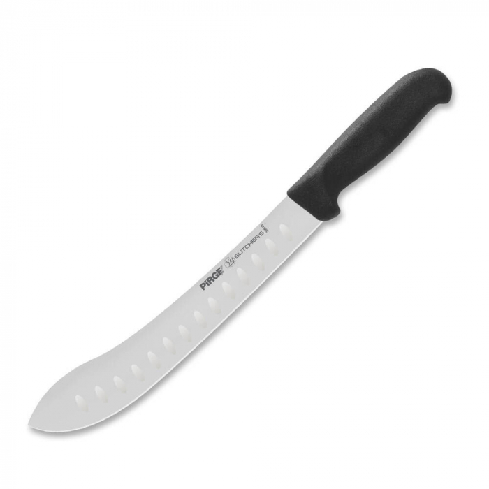 PIRGE BUTCHER'S Cutit macelarie Bullnose profesional, lama inox 25cm cu alveole, maner negru [1]