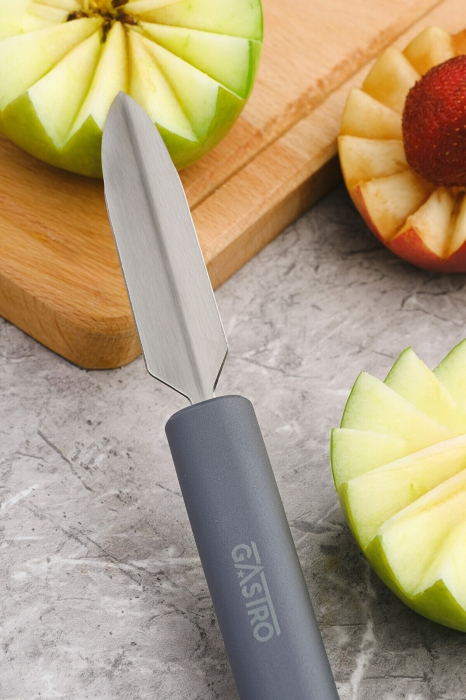 PIRGE GASTRO Cutit pentru sculptat fructe si legume, forma V, profesional, lama inox 8,5cm, maner gri [5]