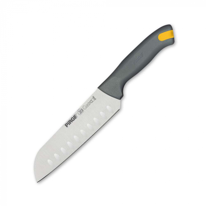 PIRGE GASTRO Cutit Santoku profesional, lama inox 17cm cu alveole, maner gri [1]