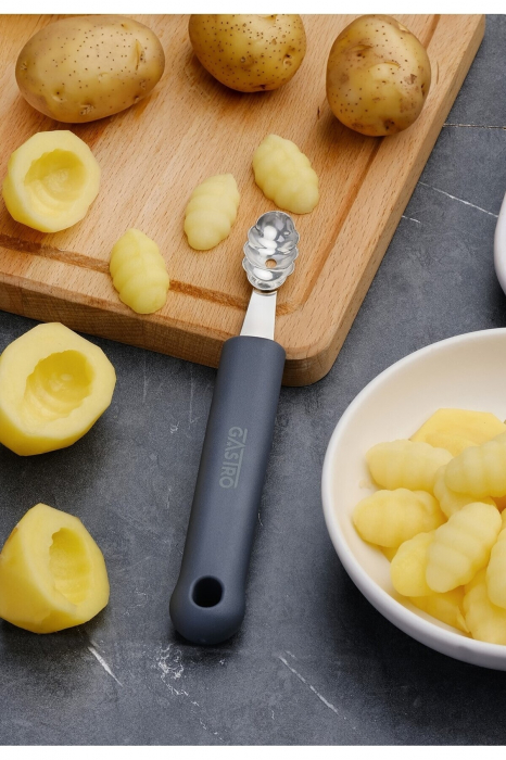 PIRGE GASTRO Lingura pariziana cu model stridie, pentru decorat fructe/legume, inox, maner gri [5]