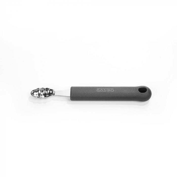PIRGE GASTRO Lingura pariziana cu model stridie, pentru decorat fructe/legume, inox, maner gri [2]