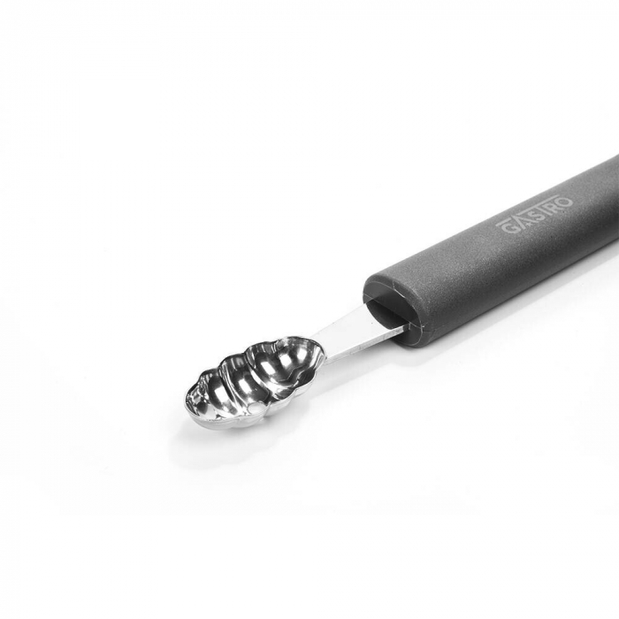 PIRGE GASTRO Lingura pariziana cu model stridie, pentru decorat fructe/legume, inox, maner gri [3]