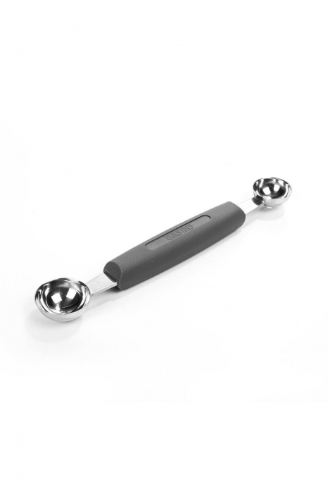 PIRGE GASTRO Lingura pariziana dubla D22/25mm pentru decoruri, profesionala, inox, maner gri [1]