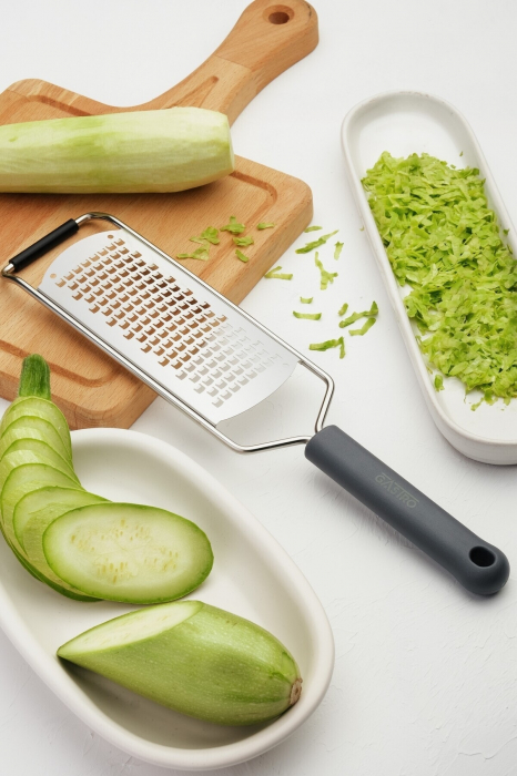 PIRGE GASTRO Razatoare lata cu dinti medii pentru legume/fructe/branzeturi, profesionala, inox, maner gri [5]