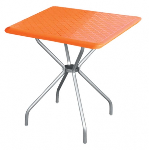 RAKI ALFA Masa gradina/terasa patrata orange, 70x70xh72,5cm, blat polipropilena, picioare aluminiu [1]